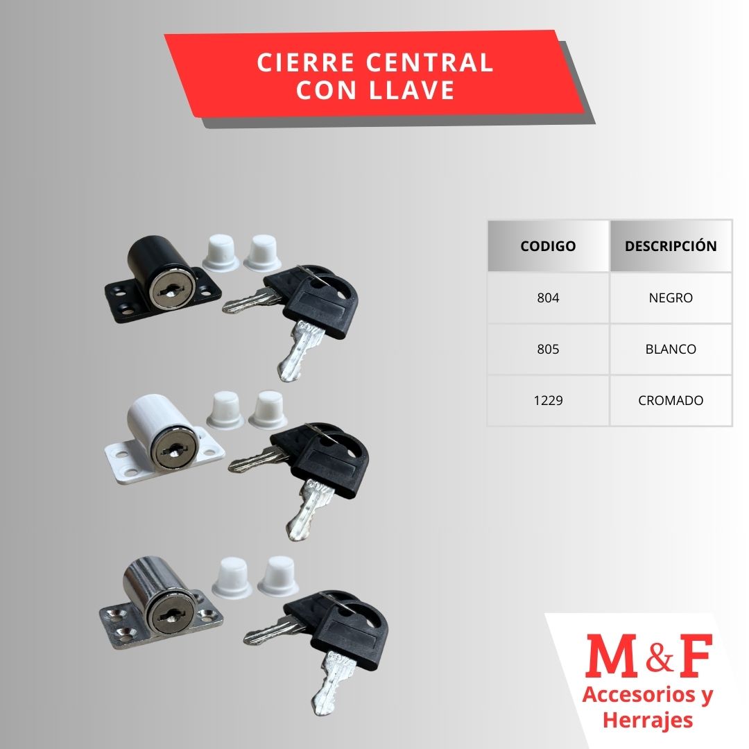 Cierre Central con Llave Negro 